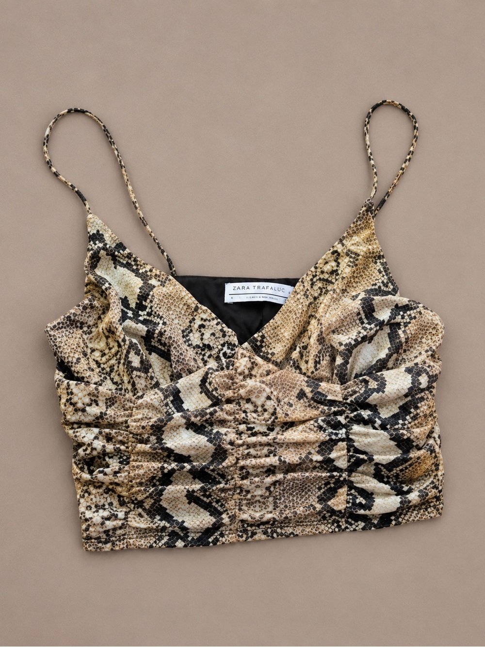 Urban Outfitters Snakeskin Ruched Mesh Crop Cami Top Y2K Animal Print Medium